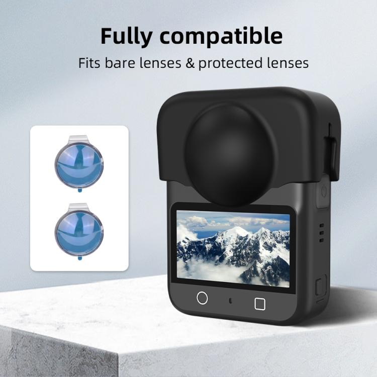 For DJI Osmo 360 Camera Silicone Lens Cap Dustproof & Anti-Scratch Lens Cover Protector - Black