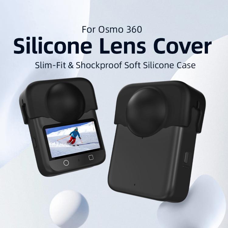 For DJI Osmo 360 Camera Silicone Lens Cap Dustproof & Anti-Scratch Lens Cover Protector - Black