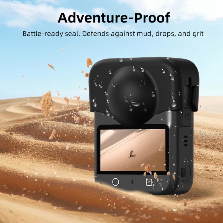 For DJI Osmo 360 Camera Silicone Lens Cap Dustproof & Anti-Scratch Lens Cover Protector - Black