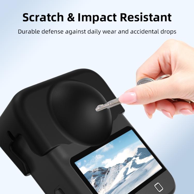 For DJI Osmo 360 Camera Silicone Lens Cap Dustproof & Anti-Scratch Lens Cover Protector - Black