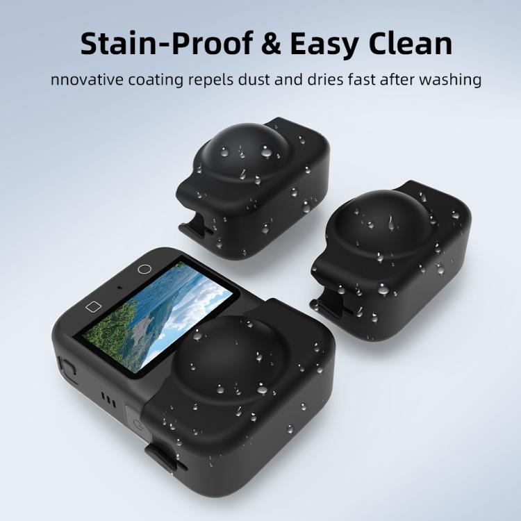 For DJI Osmo 360 Camera Silicone Lens Cap Dustproof & Anti-Scratch Lens Cover Protector - Black