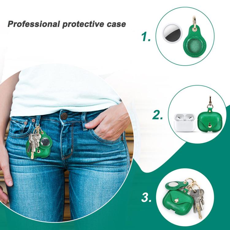 For Airpods Pro / Airtag CONTACTS FAMILY CFG2001+CFG2002 2 In 1 Anti Loss Leather Case