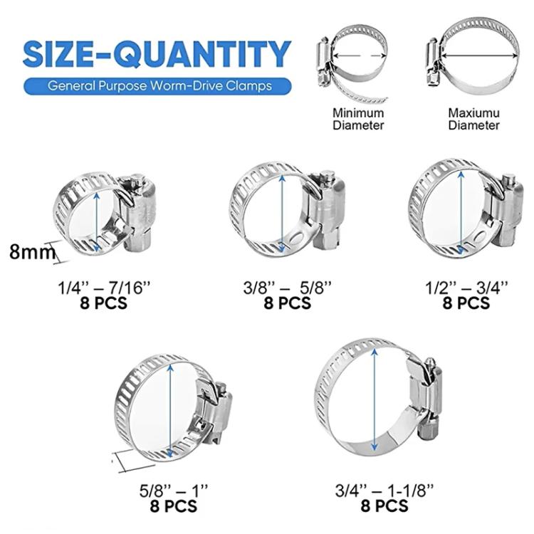 40pcs /Set Stainless Steel American-Style Heavy-Duty Clamp Kit - 303g
