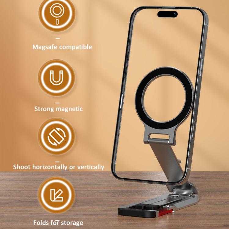 Flymile Magnetic Carabiner Design Phone Tripod Foldable Desktop Phone Mount With 1/4-Inch Screw - Metal Color