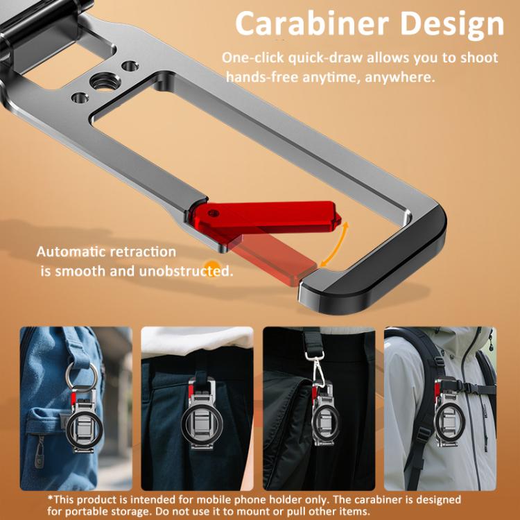 Flymile Magnetic Carabiner Design Phone Tripod Foldable Desktop Phone Mount With 1/4-Inch Screw - Metal Color