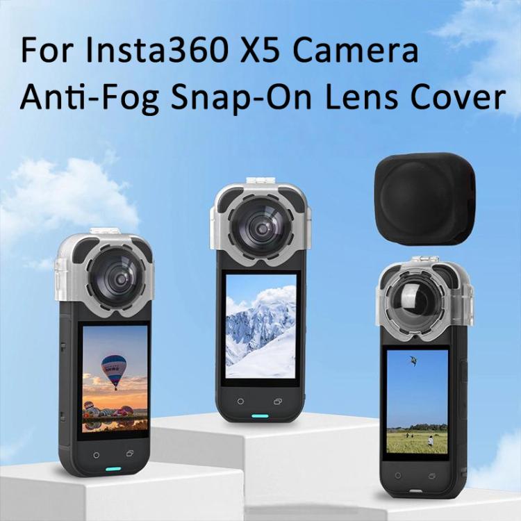 For Insta360 X5 Camera Anti-Fog Snap-On Protective Lens Cover Lens Guards - Transparent