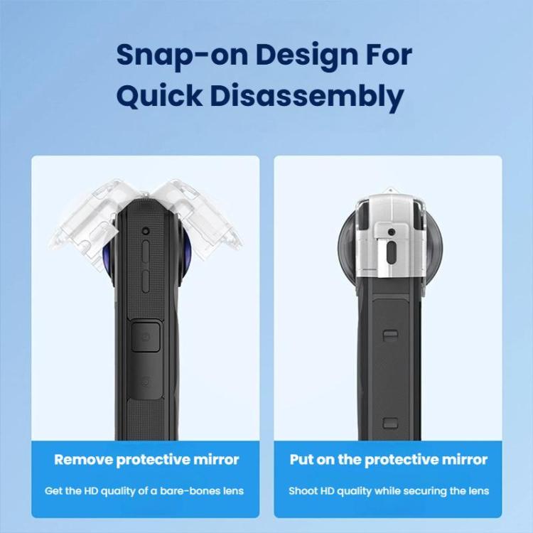 For Insta360 X5 Camera Anti-Fog Snap-On Protective Lens Cover Lens Guards - Transparent