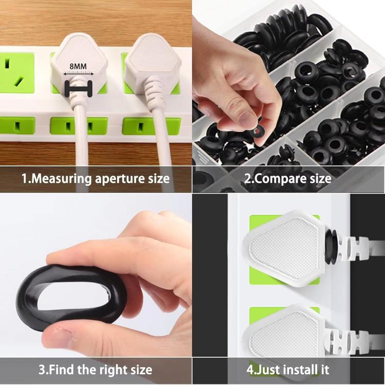 260pcs /Set Double-Sided O-Ring Rubber Sealing Waterproof Conduit Rings - Black