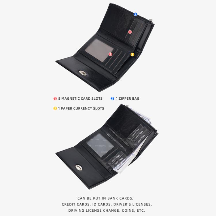 Baellerry N8400 Women Short Style Three Fold Zipper Wallet