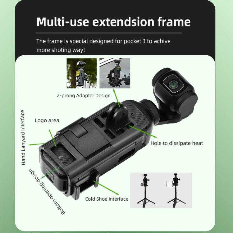 For DJI Osmo Pocket 3 Flymile Multi-Purpose Adapter Frame Expandable Mount - Black