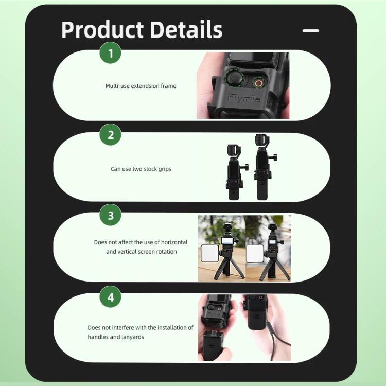 For DJI Osmo Pocket 3 Flymile Multi-Purpose Adapter Frame Expandable Mount - Black