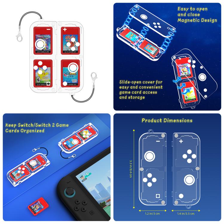 For Nintendo Switch 2 JYS 5-in-1 Crystal Case Full Protection Set Includes Console Shell, Joy-con & Pro Controller Cover, Faceplate, Game Cartridge Case