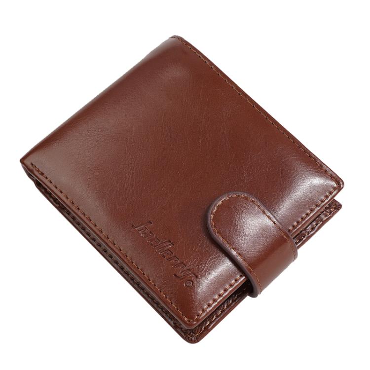 Baellerry D3065 Men Three Fold Short Style Zipper Wallet Snap Closure Multi Card Slot Billfold