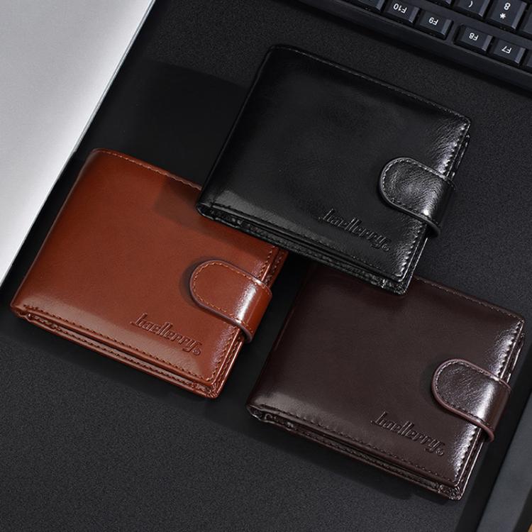 Baellerry D3065 Men Three Fold Short Style Zipper Wallet Snap Closure Multi Card Slot Billfold