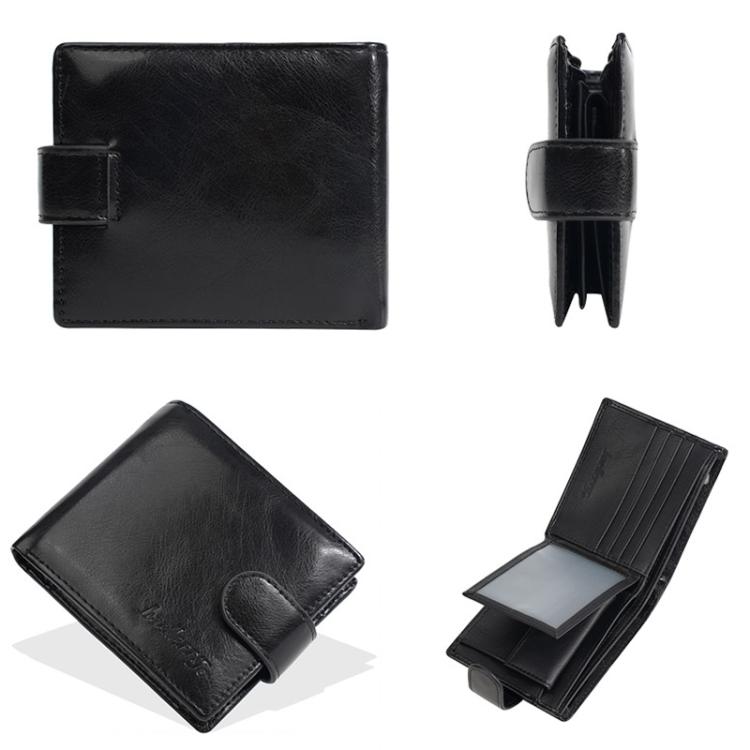 Baellerry D3065 Men Three Fold Short Style Zipper Wallet Snap Closure Multi Card Slot Billfold
