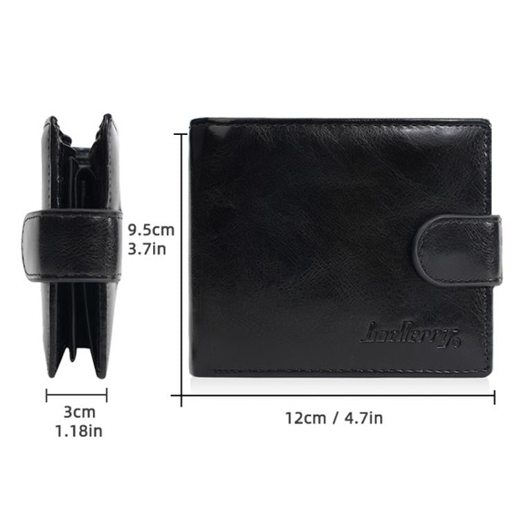 Baellerry D3065 Men Three Fold Short Style Zipper Wallet Snap Closure Multi Card Slot Billfold
