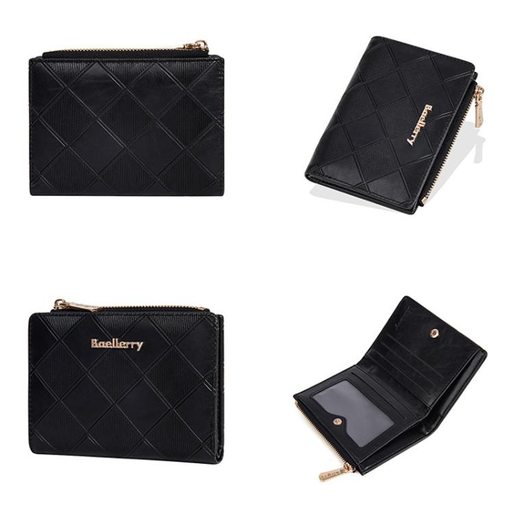 Baellerry N5115 Women Two Fold Wallet Quilted Zipper Billfold