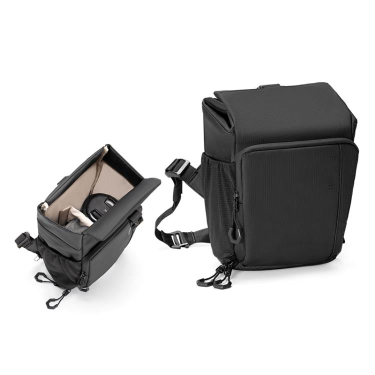 Cwatcun D198 Small Expandable Single Shoulder Camera Bag Waterproof Multi-Function Camera Bag - Black