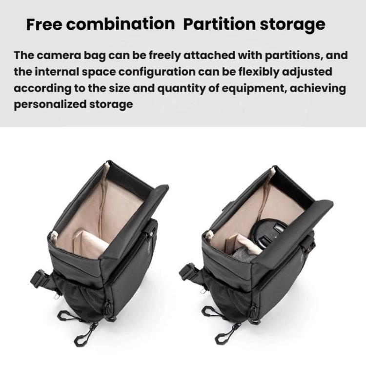 Cwatcun D198 Small Expandable Single Shoulder Camera Bag Waterproof Multi-Function Camera Bag - Black