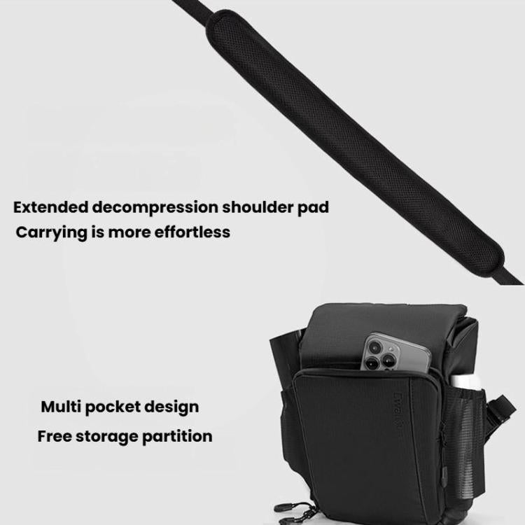 Cwatcun D198 Small Expandable Single Shoulder Camera Bag Waterproof Multi-Function Camera Bag - Black
