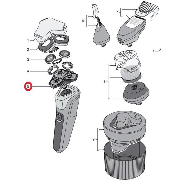 SH71 Shaver Head Bracket Frame for Philips S5531 S7732 S7735 S9932 S9935  S5799 S5587 - Black