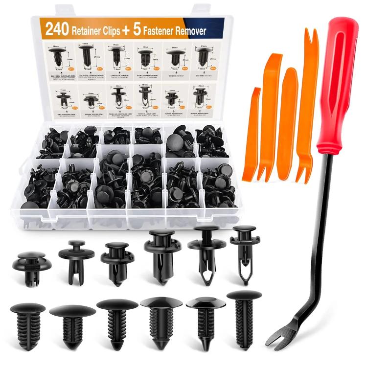 240pcs/Set Boxed Automotive Buckle Mixed Parts Tool - Screwdriver + 4pcs /Set