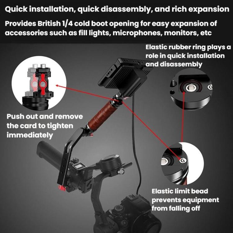 Gimbal Wooden Handle Chute Snail Gimbal Side Handle Grip,For DJI RS 4 Mini / 4 PRO / 3 / 3 Mini / 3 PRO / 2, Spec: Single Handle