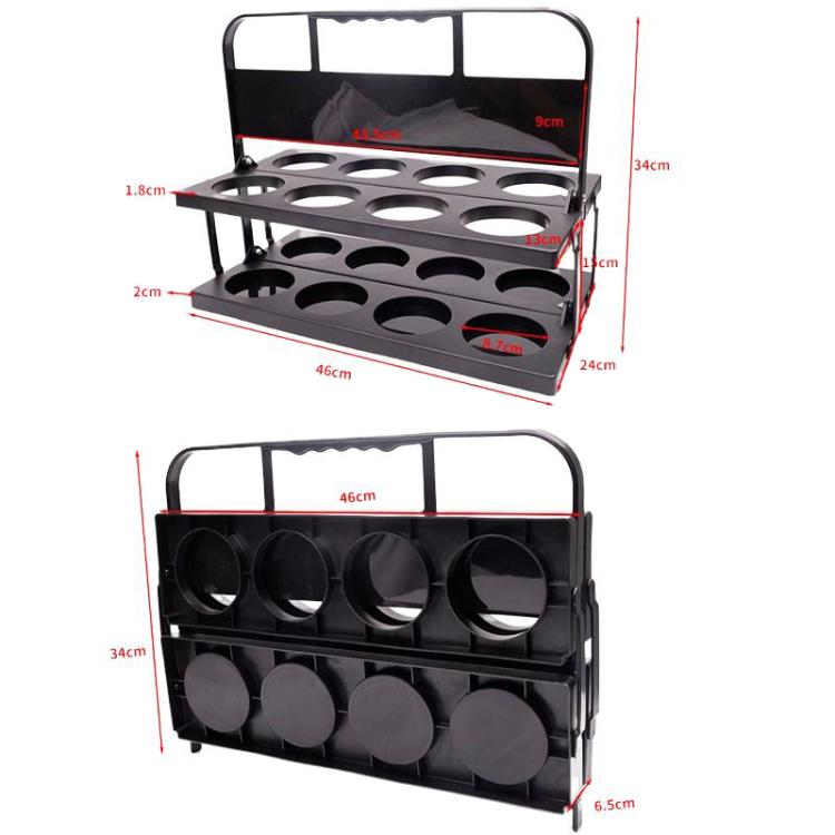 8 Holes Folding Wine Rack Portable Beverage Basket Sports Water Bottle Holder, Color: Round Hole Black