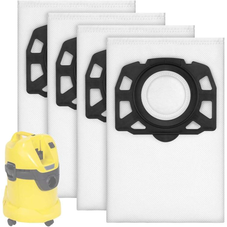 For Karcher WD2 / WD3 / KD3 Series 4pcs Dust Collection Bags Vacuum Cleaners Non-Woven Fabric Bags - Black