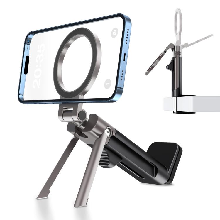 Mechanical Dog Shape Magnetic Travel Mobile Phone Holder Portable Desktop 360 Degree Rotating Lazy Holder - Black