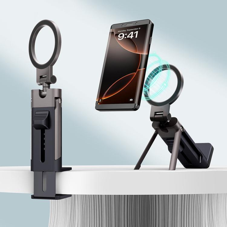 Mechanical Dog Shape Magnetic Travel Mobile Phone Holder Portable Desktop 360 Degree Rotating Lazy Holder - Black
