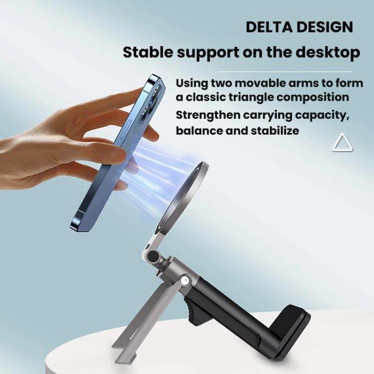 Mechanical Dog Shape Magnetic Travel Mobile Phone Holder Portable Desktop 360 Degree Rotating Lazy Holder - Black