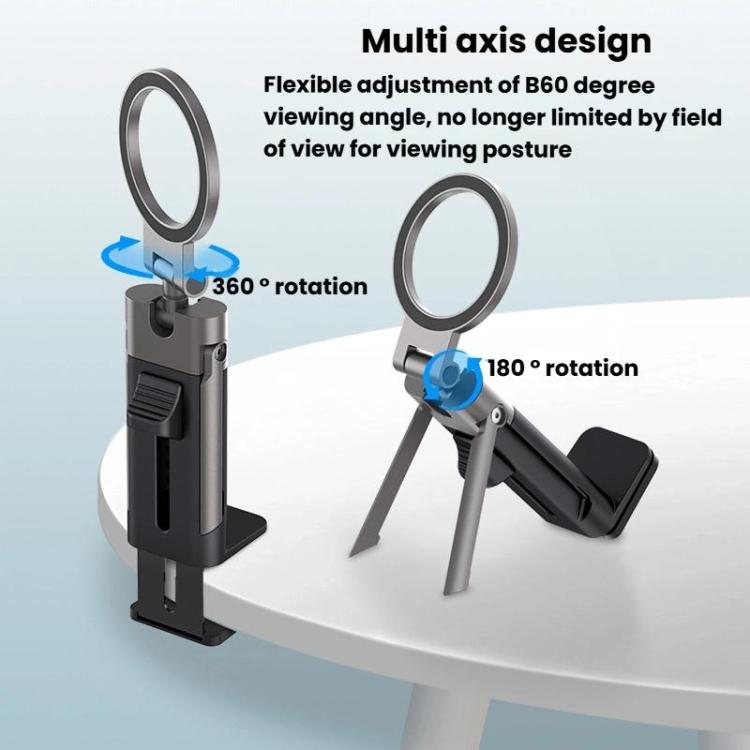 Mechanical Dog Shape Magnetic Travel Mobile Phone Holder Portable Desktop 360 Degree Rotating Lazy Holder - Black
