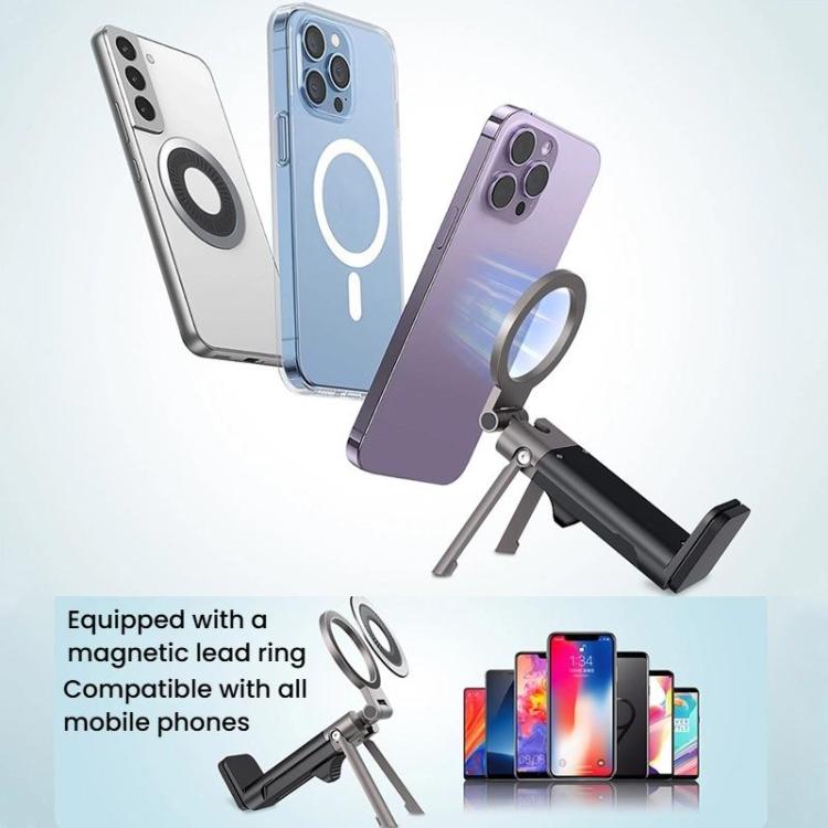 Mechanical Dog Shape Magnetic Travel Mobile Phone Holder Portable Desktop 360 Degree Rotating Lazy Holder - Black