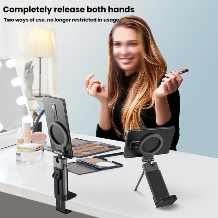 Mechanical Dog Shape Magnetic Travel Mobile Phone Holder Portable Desktop 360 Degree Rotating Lazy Holder - Black