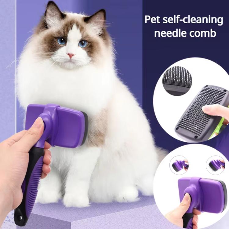Pet Deshedding Brush for Cats & Dogs 1-Click Release Hair Remover Tool Grooming Brush, Size: Small