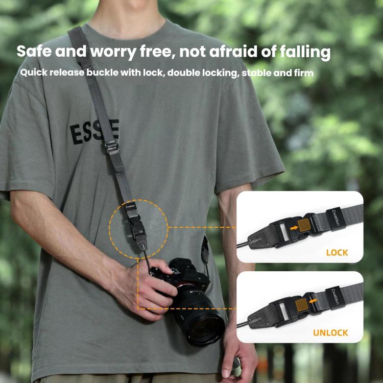 Cwatcun D213  Medium Universal Camera Shoulder Strap Matte Leather Quick Release Strap - Dark Gray