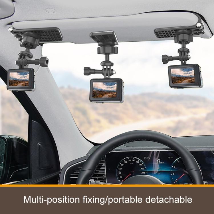Car Sun Visor Bracket Panoramic Sports Camera Phone Vehicle Mount Base - With Phone Clip