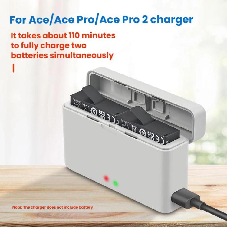 For Insta360 Ace Pro 2/Ace Pro/Ace YX Dual-Slot Fast Charger Battery Charging Station - Silver Gray