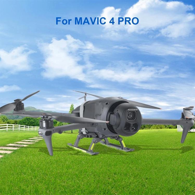For DJI Mavic 4 Pro Drone YX  Foldable Heightening Landing Gear with Reflective Strips - Gray