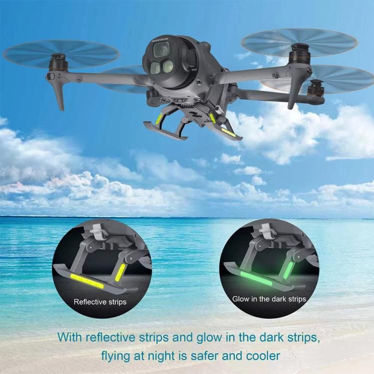 For DJI Mavic 4 Pro Drone YX  Foldable Heightening Landing Gear with Reflective Strips - Gray