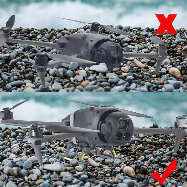 For DJI Mavic 4 Pro Drone YX  Foldable Heightening Landing Gear with Reflective Strips - Gray
