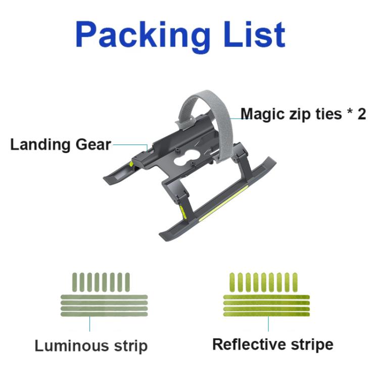 For DJI Mavic 4 Pro Drone YX  Foldable Heightening Landing Gear with Reflective Strips - Gray