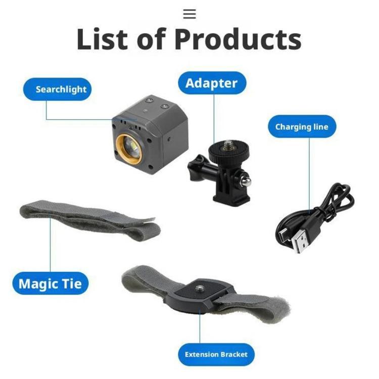 For DJI Mavic 4 Pro Drone YX 300LM Adjustable LED Spotlight Night Flight Searchlight with 3 Modes - Black