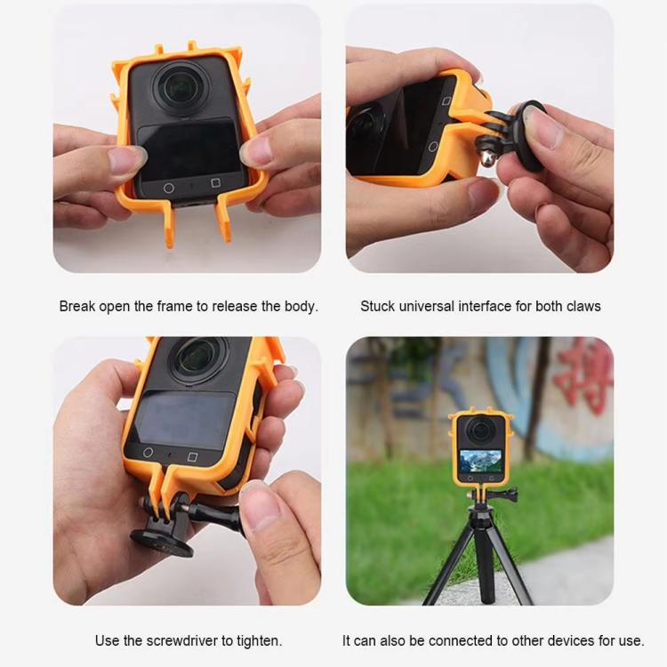 For DJI Osmo 360 Camera CQT Expansion Frame Anti-Scratch & Shockproof Protector Cold Shoe Orange