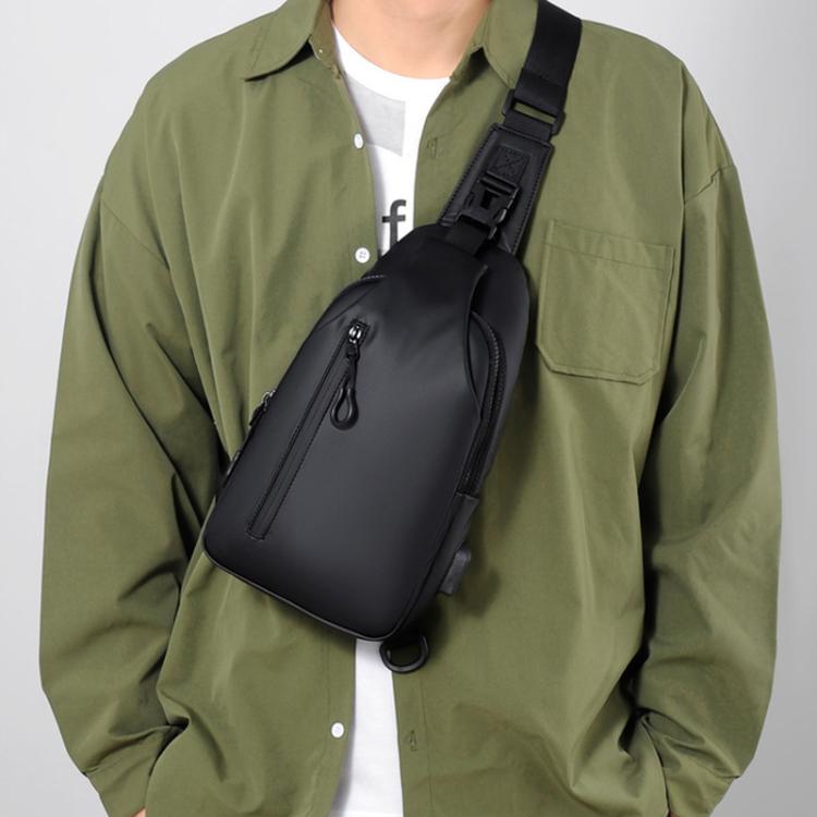 Men Anti-theft Chest Bag Water-Resistant Outdoor Sling Backpack with USB Charging Port