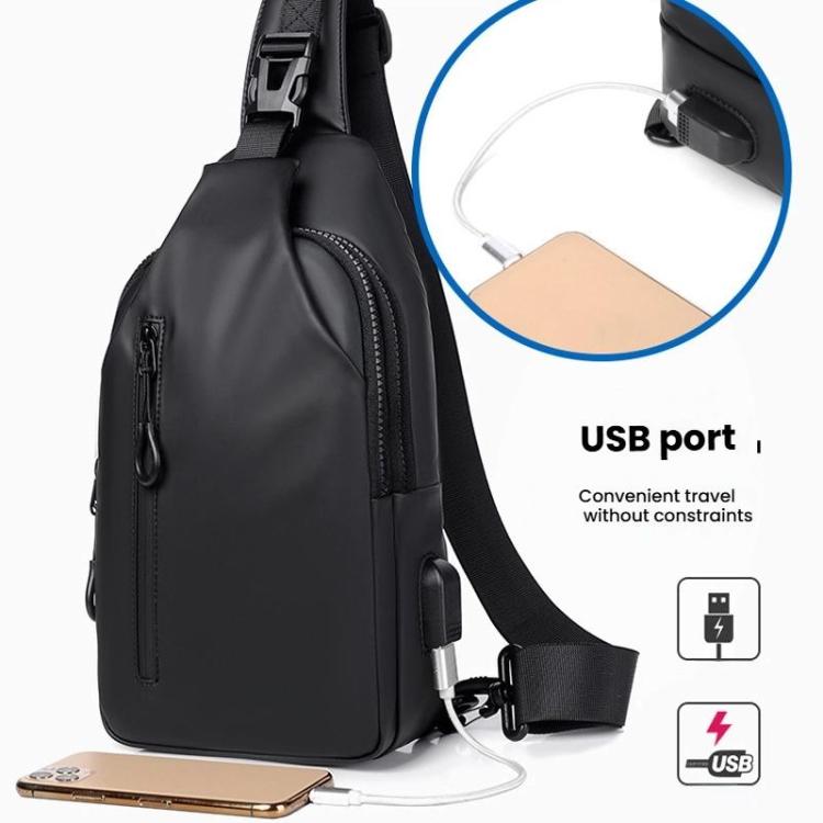 Men Anti-theft Chest Bag Water-Resistant Outdoor Sling Backpack with USB Charging Port