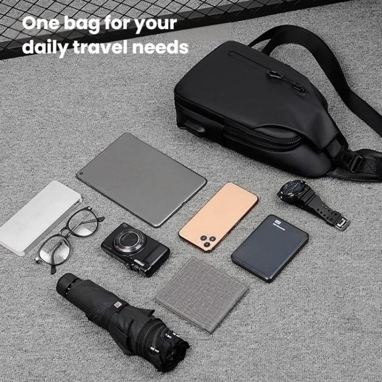 Men Anti-theft Chest Bag Water-Resistant Outdoor Sling Backpack with USB Charging Port