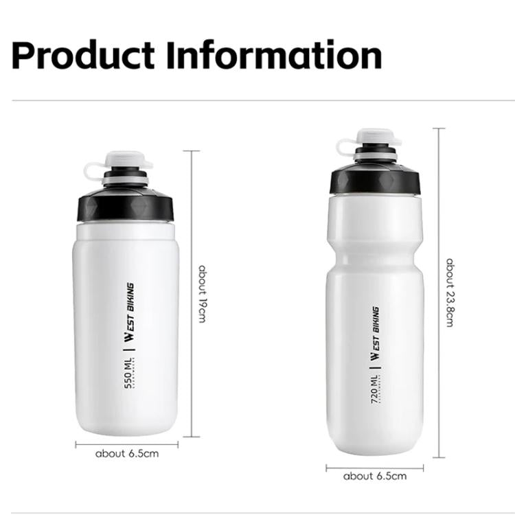 WEST BIKING 720ml Bike Water Bottle for Cycling Leak-Proof Squeeze Design Portable Sports Hydration Bottle