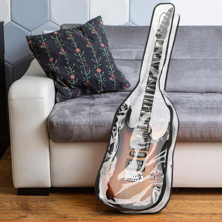 39 Inch Electric Guitar Dust Cover TPU Gig Bag with Dual Zippers Protective Storage Case - Transparent